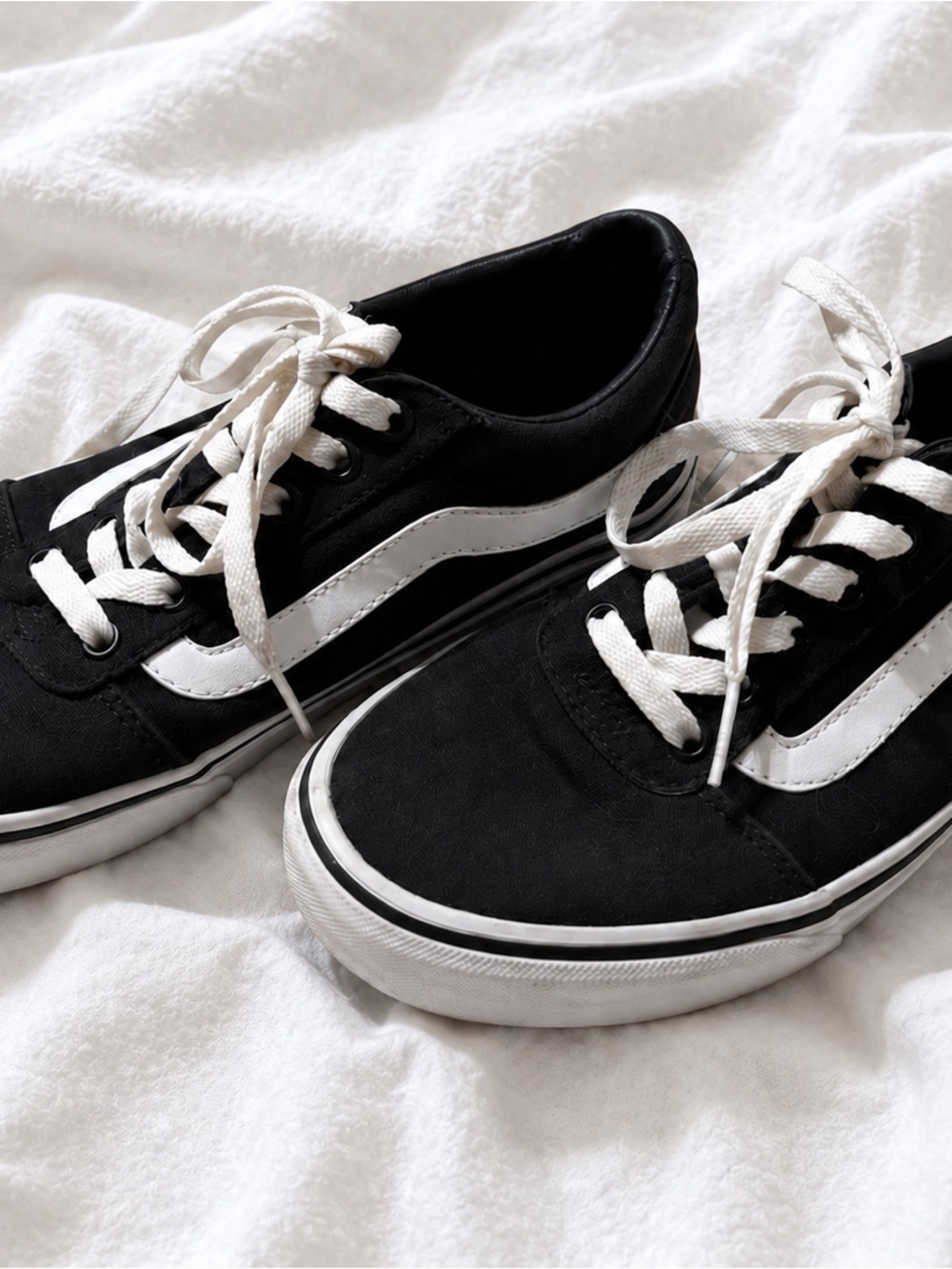 Vans Black and White Canvas Low-Top Sneakers